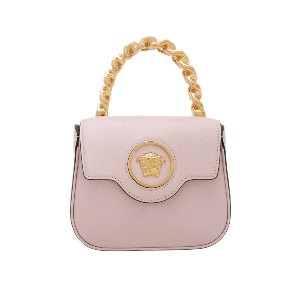 Versace Pink Handbag Gold Chain Handle